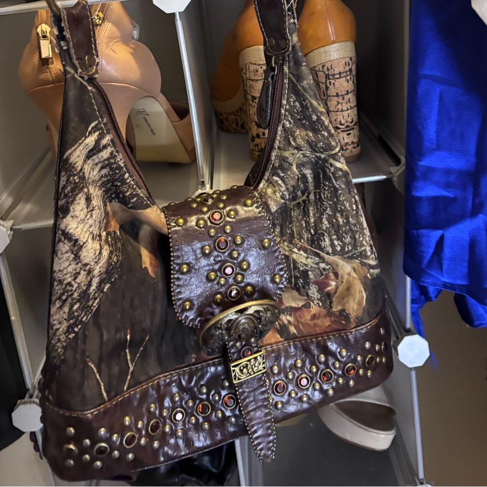 Camouflage Brown Studded Women's Bag